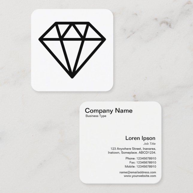 Carte De Visite Carré Symbole diamant - Noir sur Blanc (Devant / Derrière)