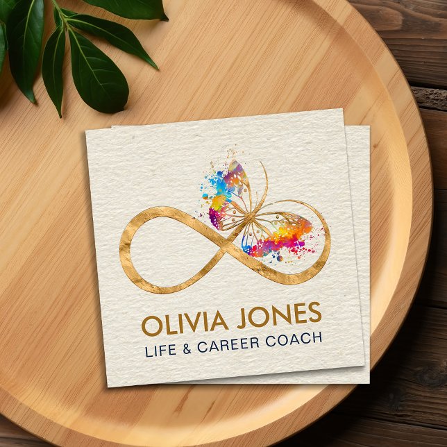 Carte De Visite Carré Symbole d'infini Papillon de couleur Splatter (Créateur téléchargé)