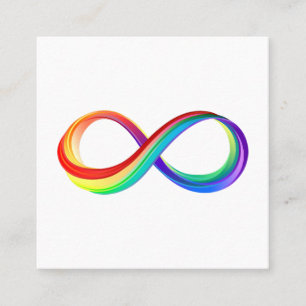 Carte De Visite Carré Symbole d'infinité arc-en-ciel stratifié