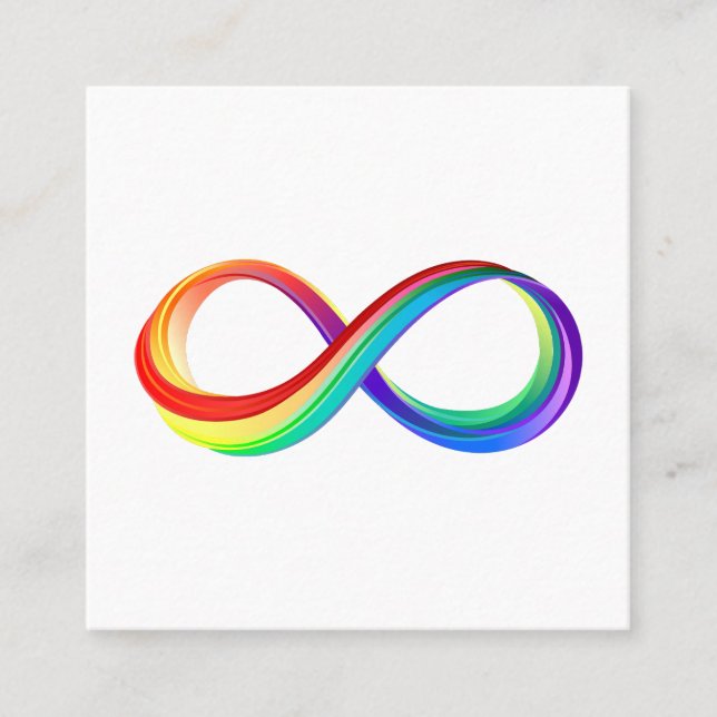 Carte De Visite Carré Symbole d'infinité arc-en-ciel stratifié (Devant)