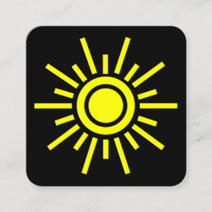 Carte De Visite Carré Symbole du soleil 01 - Jaune sur noir