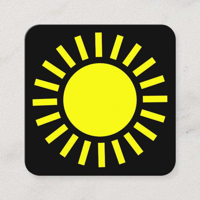 Carte De Visite Carré Symbole du soleil 02 - Jaune sur noir (Devant)