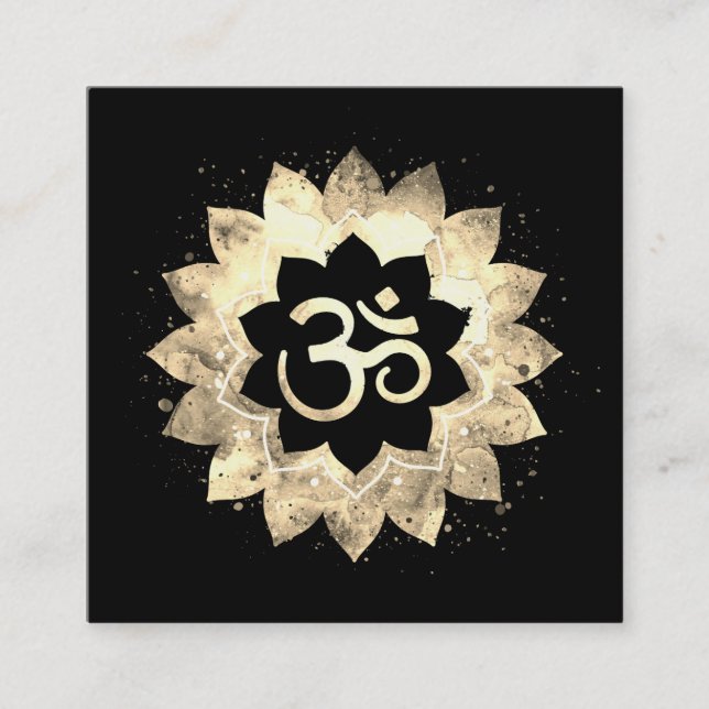 Carte De Visite Carré *~* Symbole Om de Mandala Lotus (Devant)