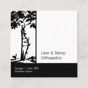 Carte De Visite Carré Symbole Orthopédien de l'arbre tordu