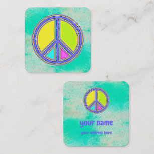 Carte De Visite Carré Symbole PAIX avec des couleurs remplies