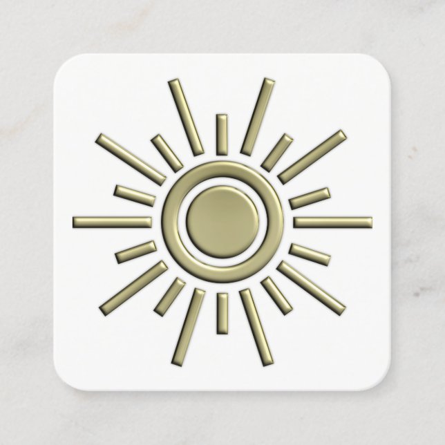 Carte De Visite Carré Symbole Sun 01 - Or (Devant)
