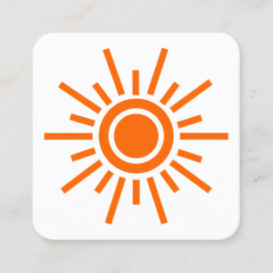 Carte De Visite Carré Symbole Sun 01 - Orange en blanc
