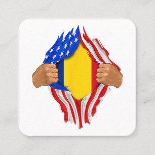 Carte De Visite Carré T-Shirt Sang Roumain en Moi Drapeau de la Roumanie
