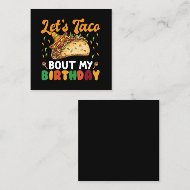 Carte De Visite Carré Taco Bout My Birthday Cinco De Mayo Party (Devant / Derrière)