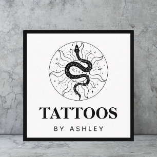 Carte De Visite Carré Tatouage Artiste Serpent Illustration Cosmique Mys