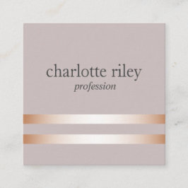 Carte De Visite Carré Taupe | Double Rose Gold Stripes élégant
