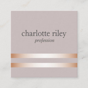 Carte De Visite Carré Taupe Double Rose Gold Stripes élégant
