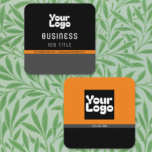 Carte De Visite Carré Téléchargez votre logo   Black Grey & Orange (modi
