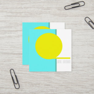 Carte De Visite Carré Téméraire Abstrait Cercle Turquoise Vert Jaune