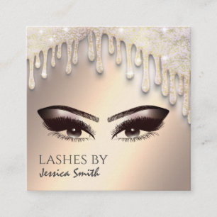 Carte De Visite Carré Tendance chic glittery gouttes de maquillage yeux
