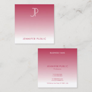 Carte De Visite Carré Tendance Couleur Viva Magenta Monogramme initial