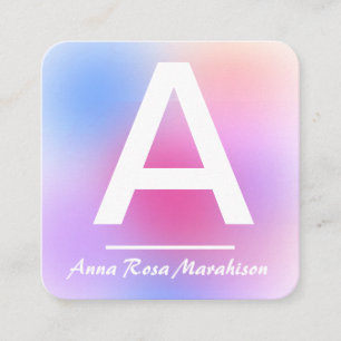 Carte De Visite Carré *~* Tendance INITIAL Abstrait QR LOGO PHOTO Violet