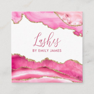 Carte De Visite Carré Tendance moderne rose Agate Lash Extensions Beauté