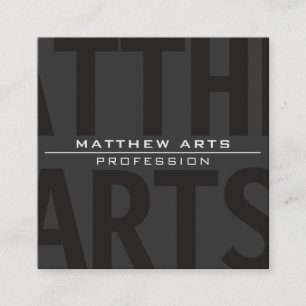 Carte De Visite Carré Texte blanc gris foncé très moderne