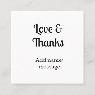 Carte De Visite Carré texte de message d'entreprise amour et remerciemen