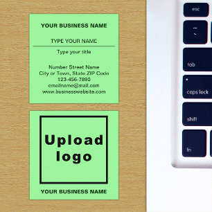 Carte De Visite Carré Textes simples Design sur le côté avant du vert cl