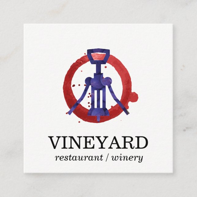 Carte De Visite Carré Texture brossée expressive / Ouvrage de vin (Devant)