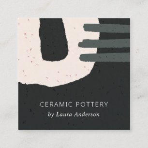CARTE DE VISITE CARRÉ TEXTURE CÉRAMIQUE CHIC ABSTRAITE BLACK BLUSH SPECK