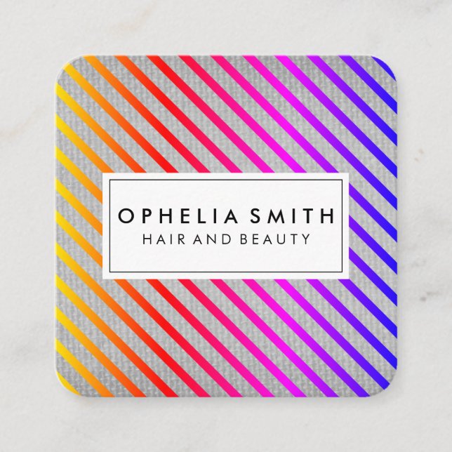 Carte De Visite Carré Texture couleur chic rayures (Devant)