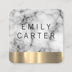 Carte De Visite Carré Texture en métal or en marbre