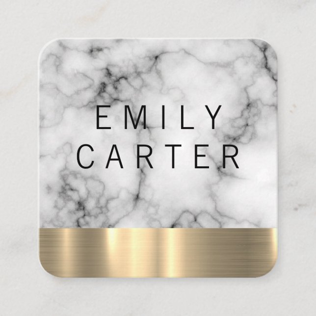 Carte De Visite Carré Texture en métal or en marbre (Devant)