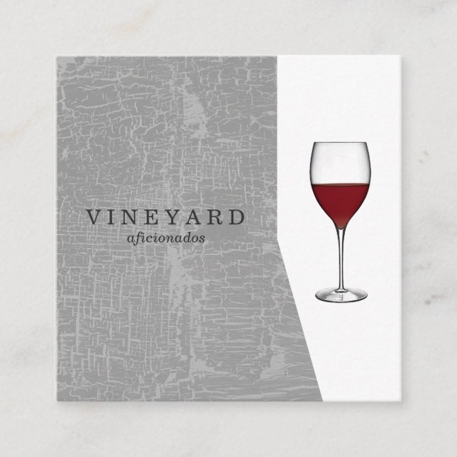 Carte De Visite Carré Texture Gris avec verre à vin (Devant)