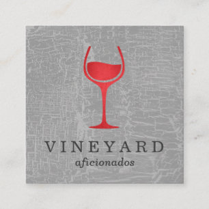 Carte De Visite Carré Texture Gris avec Verre à Vin Rouge