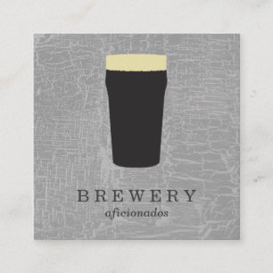 Carte De Visite Carré Texture Gris avec verre de bière
