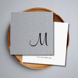Carte De Visite Carré Texture moderne élégante Gris Monogramme Consultan