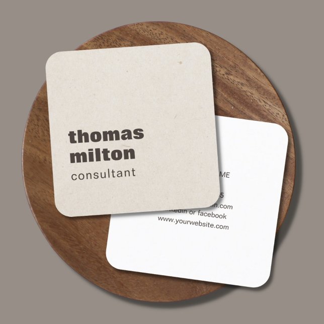Carte De Visite Carré Texture papier simple moderne Consultant Brown (Créateur téléchargé)