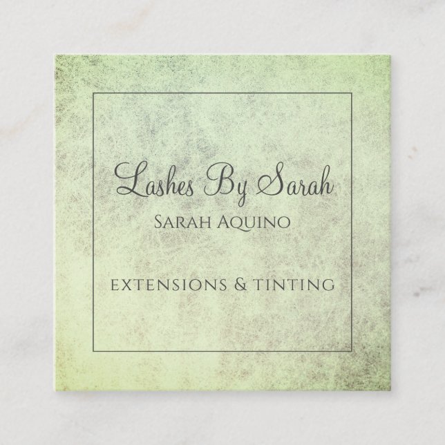 Carte De Visite Carré Texture rustique Sage Green Lash Extensions Beauté (Devant)