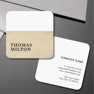 Carte De Visite Carré Texture simple et élégant beige blanc Consultant