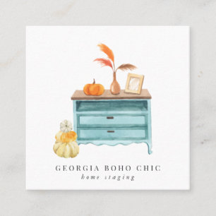 Carte De Visite Carré Thème Automne   Accueil - Stages ou Design d'intér