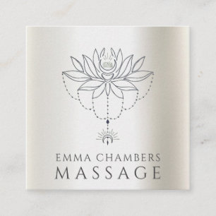 Carte De Visite Carré Thérapeute en massage Fleur de Lotus Pearlisé 