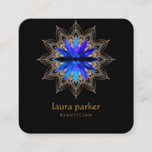 Carte De Visite Carré Thérapie de guérison de Lotus Bleu Yoga Holistique