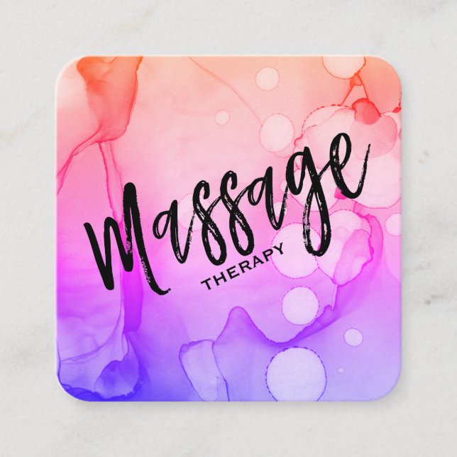 Carte De Visite Carré *~* Thérapie de massage d'aquarelle - Thérapeute d (Devant)