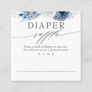Carte De Visite Carré Tirage de couche bleu floral Baby Shower