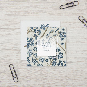 Carte De Visite Carré Tons De Fleur De Coulée Bleue Aquarelle