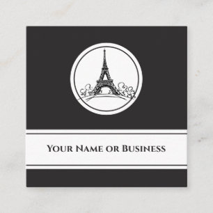 Carte De Visite Carré Tour Eiffel noir et blanc chic Paris France