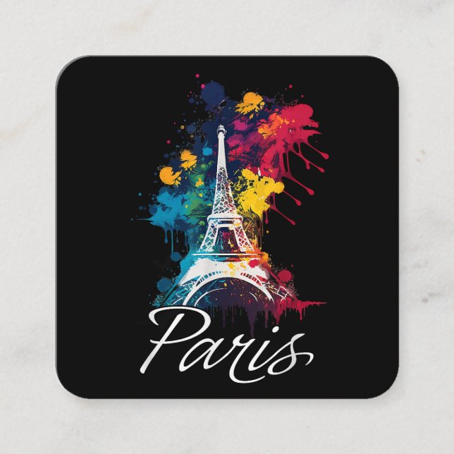Carte De Visite Carré Tour Eiffel Paris Filles Voyage Vacances France So (Devant)