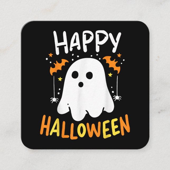 Carte De Visite Carré Tracer Ou Traiter Le Fantôme D'Halloween (Devant)