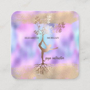 Carte De Visite Carré Trait de Pinceau Silhouette Holographique Iridesce