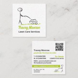 Carte De Visite Carré Travailleur de soins de pelouse, Services de soins