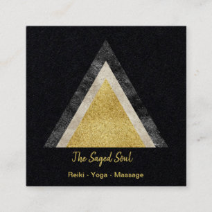 Carte De Visite Carré Triangle Géométrique Doré Simulée Parties scintill