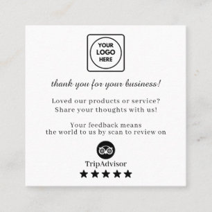 Carte De Visite Carré TripAdvisor QR   Lien de retour personnalisé pour 